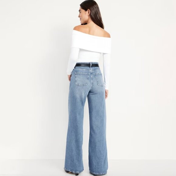 NWOT Old Navy Medium Wash Extra High-Waisted Super Wide-Leg Jeans - Picture 4 of 5
